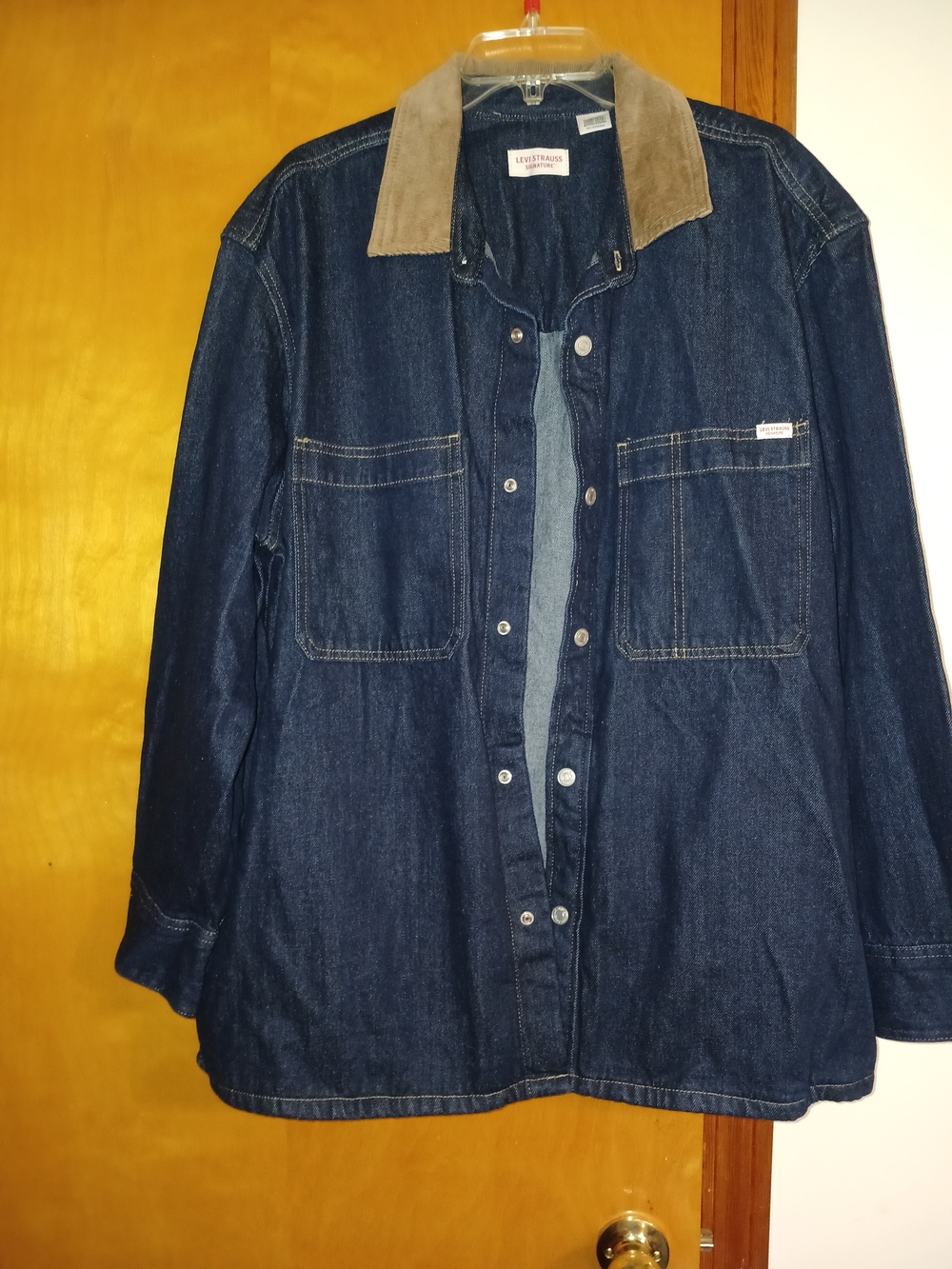 Levi's Dark Blue Denim Jacket with Tan Corduroy Collar